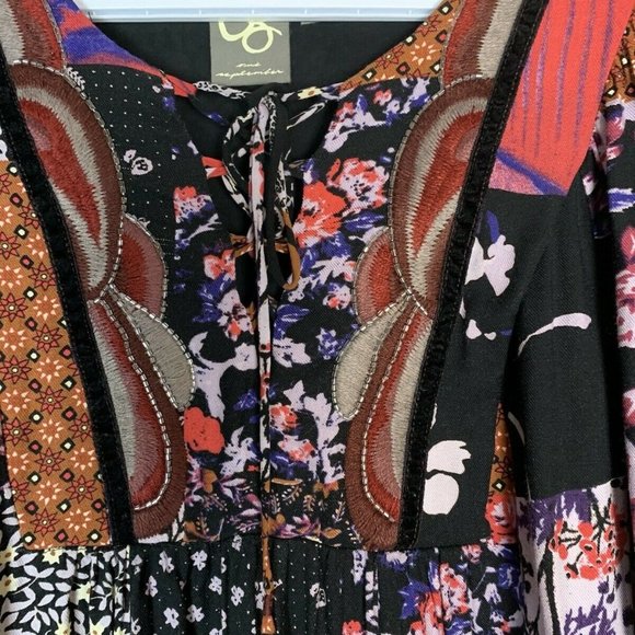 Anthropologie Dress One September Arcata Boho Patchwork Multicolor Shift Rayon - Picture 4 of 12